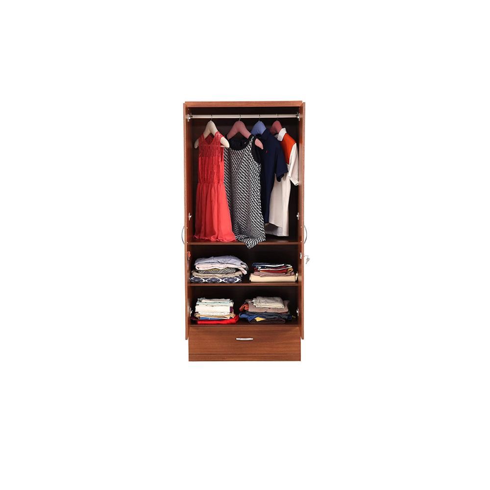 Aaram By Zebrs Wood Two Door Wardrobe in Regato Walnut Colour