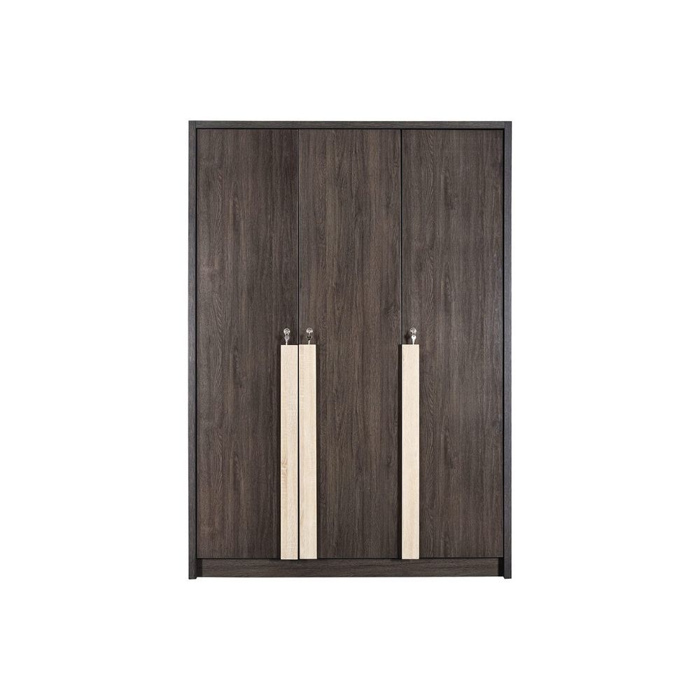 Aaram By Zebrs Wood Wardrobe, 3 Door, Dark Brown & White Oak (Matte Natural Wood Grain Finish, Termite Free, Non-Toxic Furniture