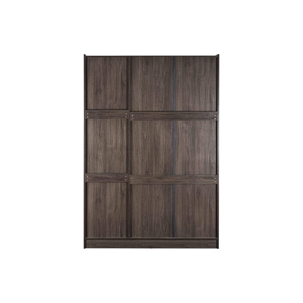 Aaram By Zebrs Wood Wardrobe, 3 Door, Dark Brown & White Oak (Matte Natural Wood Grain Finish, Termite Free, Non-Toxic Furniture