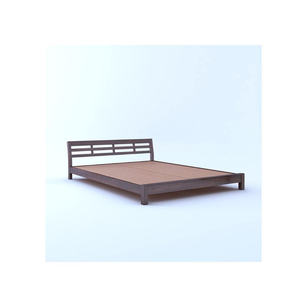 Aaram By Zebrs Wooden Queen Size Bed Without Storage | Solid Wood Double Bed Cot Low Height Bed for Bedroom Furniture