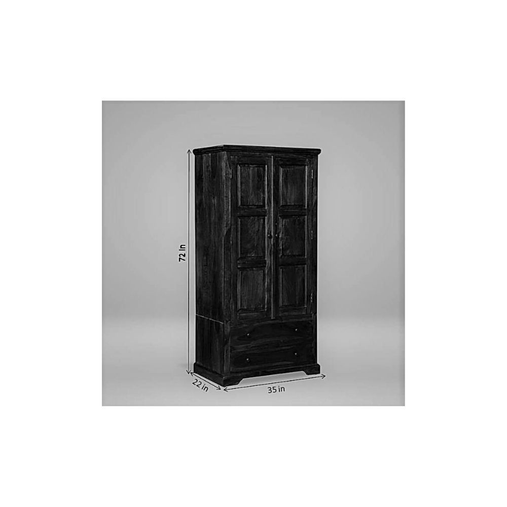 Aaram By Zebrs Wooden Wardrobe for Bedroom | Wood Almirah for Home with 3 Door & 2 Drawers Storage for Home | Sheesham Wood