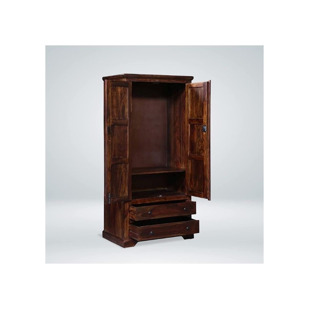 Aaram By Zebrs Wooden Wardrobe for Bedroom | Wood Almirah for Home with 3 Door & 2 Drawers Storage for Home | Sheesham Wood