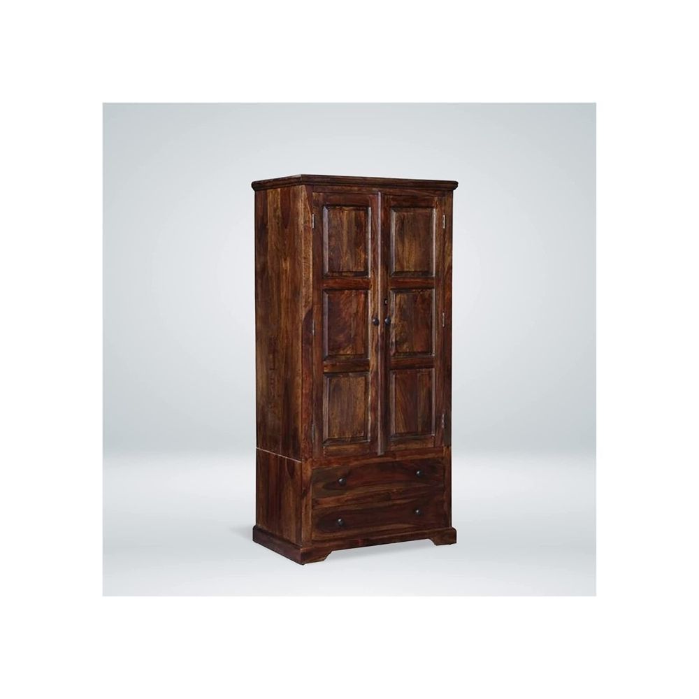 Aaram By Zebrs Wooden Wardrobe for Bedroom | Wood Almirah for Home with 3 Door & 2 Drawers Storage for Home | Sheesham Wood