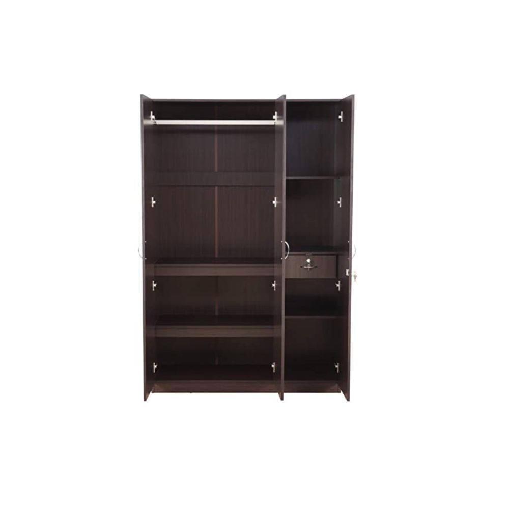 Aaram By ZebrsWood Three Door Wardrobe in Walnut Colour