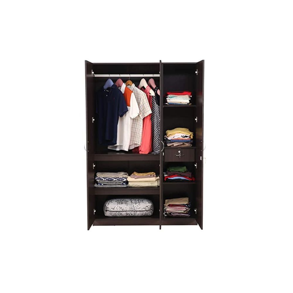 Aaram By ZebrsWood Three Door Wardrobe in Walnut Colour