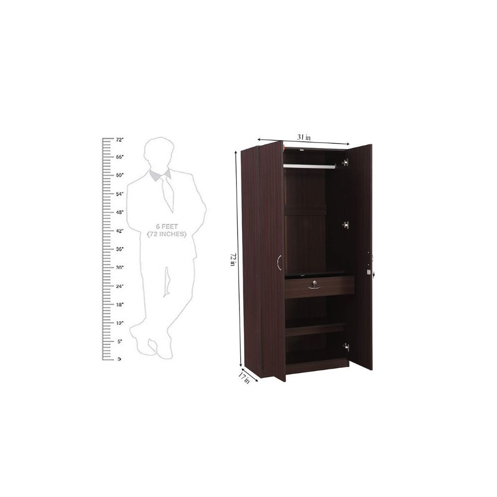 Aaram By ZebrsWood Two Door Wardrobe in Walnut Colour