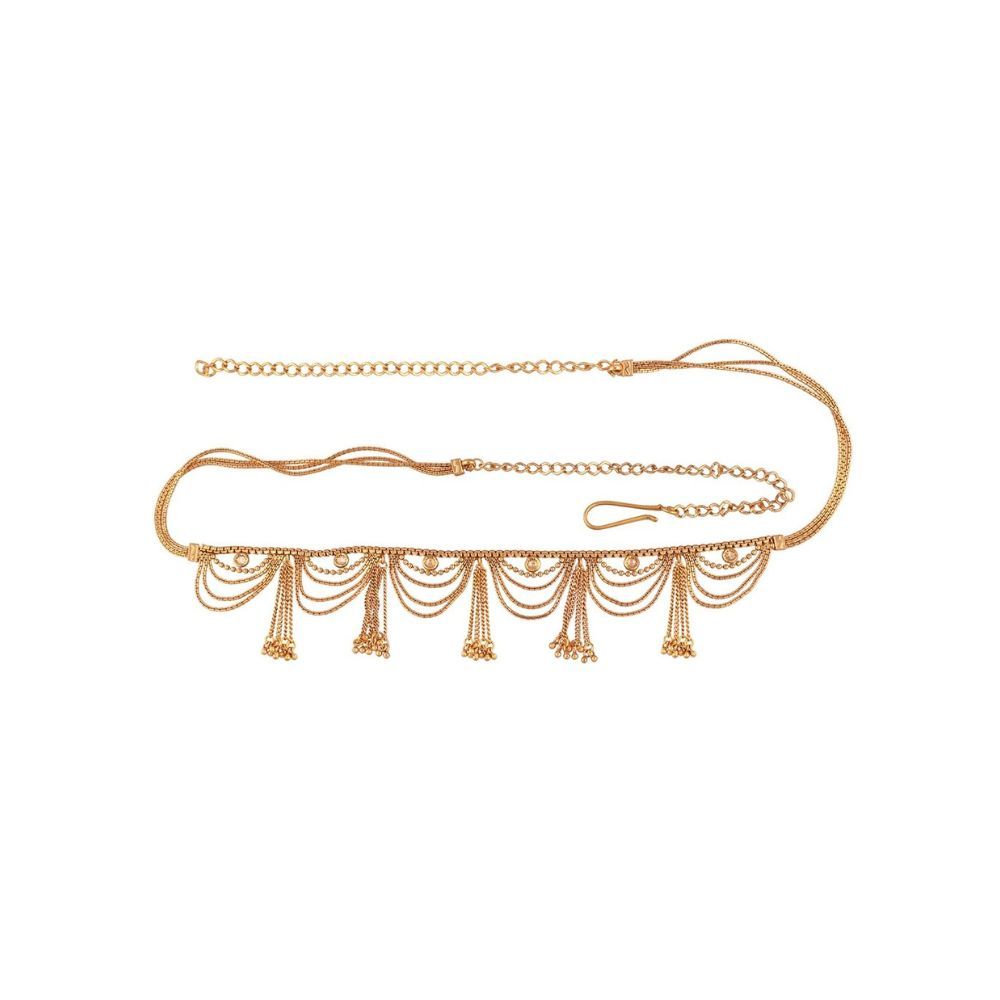 ACCESSHER Antique Traditional Kundan Tassle Kamarband Waist Belt for Women (Gold)