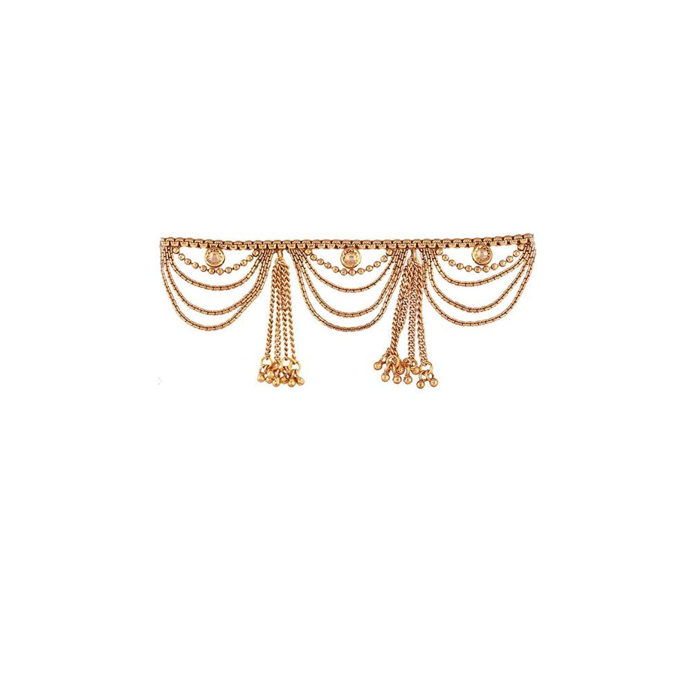 ACCESSHER Antique Traditional Kundan Tassle Kamarband Waist Belt for Women (Gold)