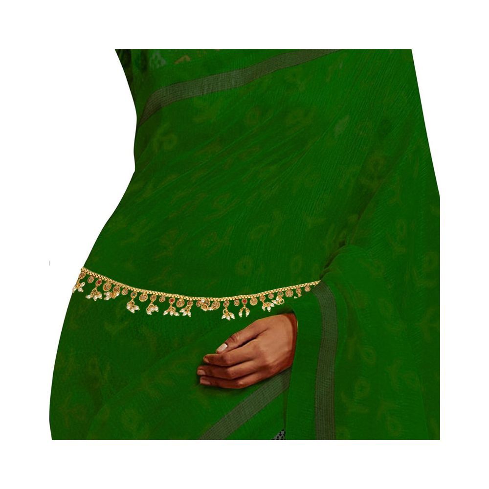 ACCESSHER Elegant Pearl, Ruby and Emerald Waist Belt for Women(Multicolour)
