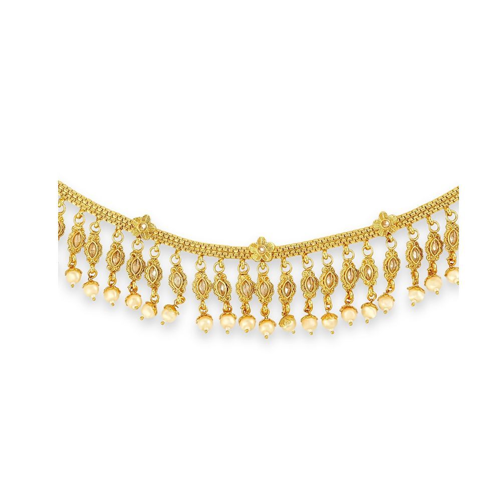 ACCESSHER Gold Color Copper Material Royal Kamarband with Drops