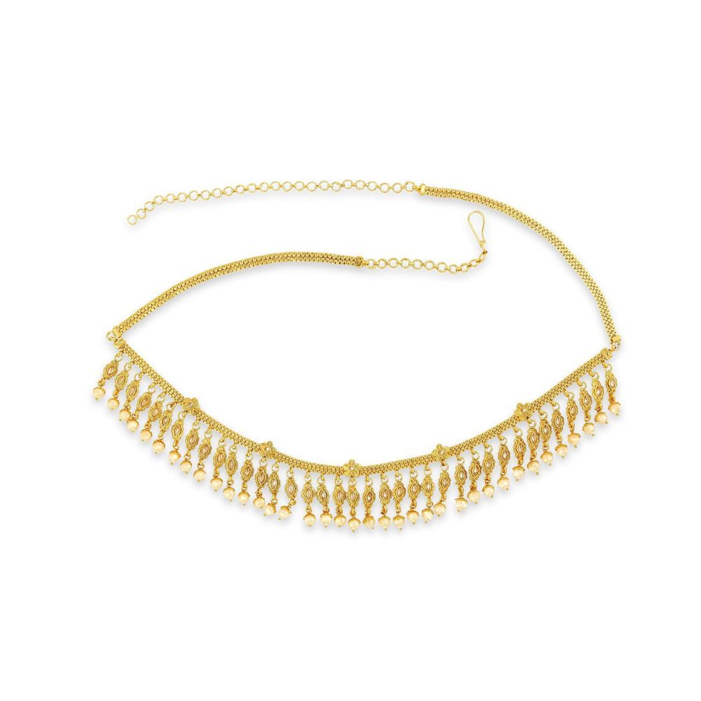 ACCESSHER Gold Color Copper Material Royal Kamarband with Drops
