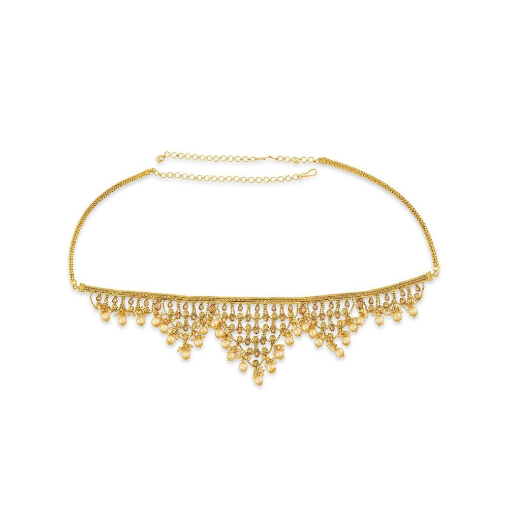 ACCESSHER Gold Copper Royal Kamarband with Drops for Women