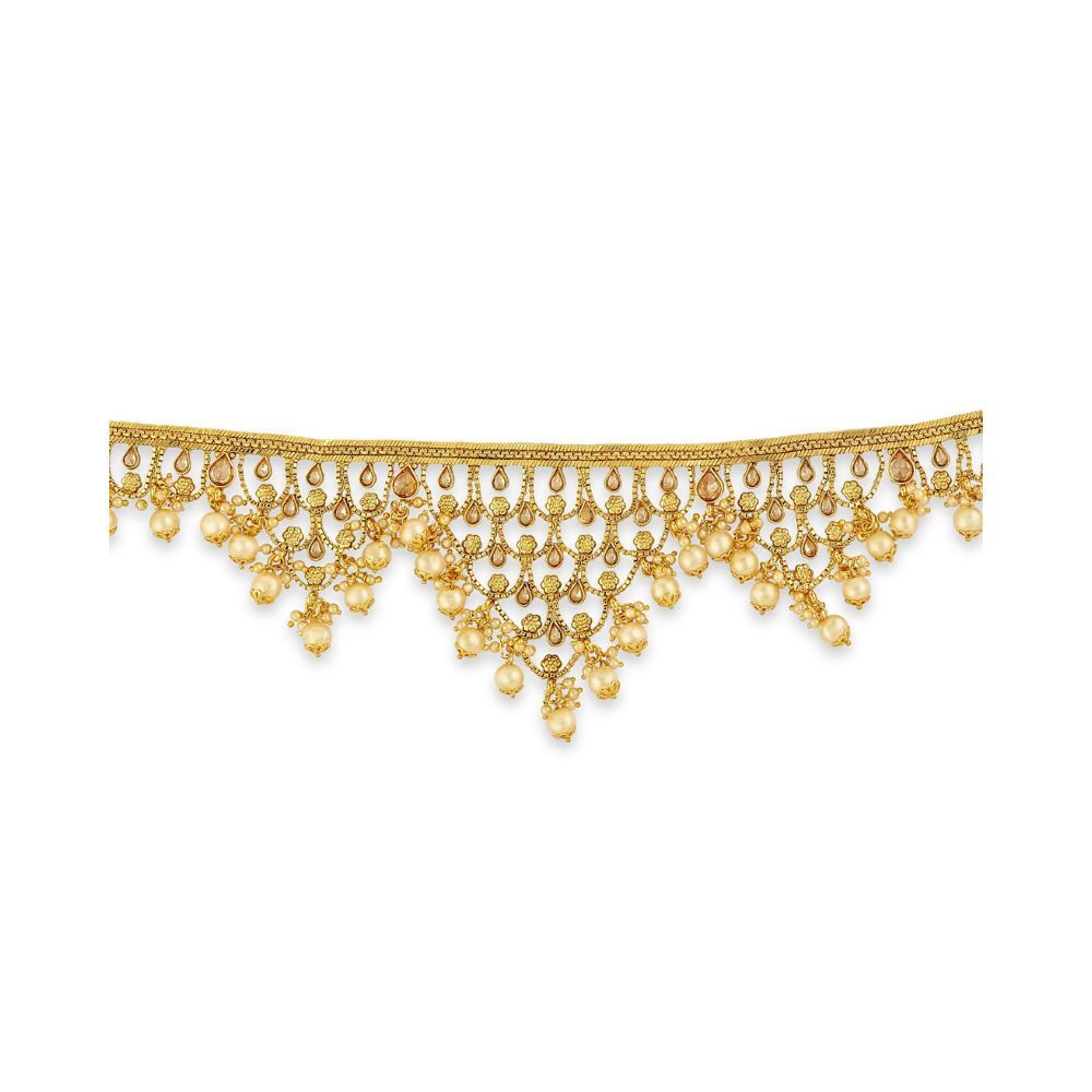 ACCESSHER Gold Copper Royal Kamarband with Drops for Women