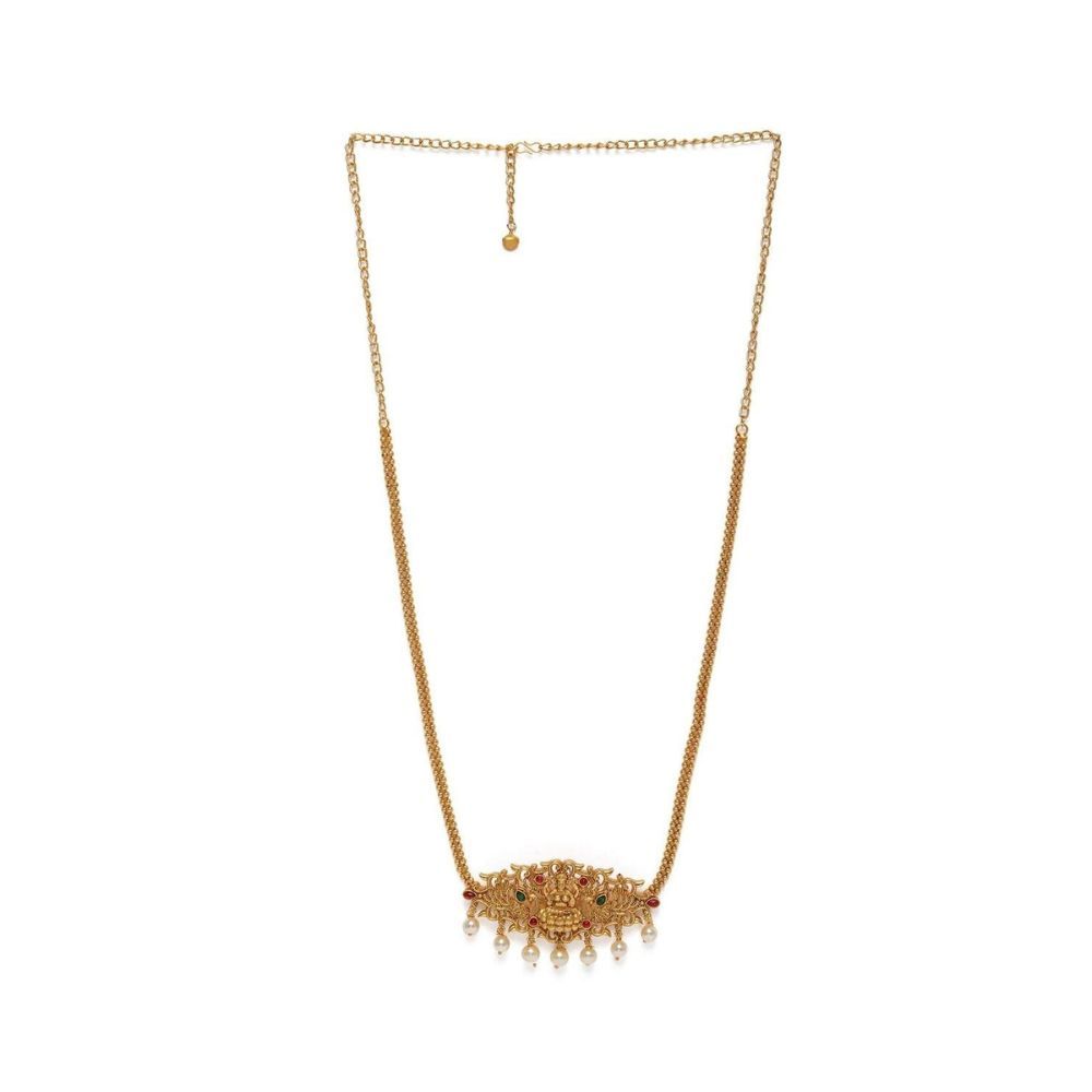 AccessHer Gold-Toned & Ruby Artificial Stone Studded Matte Sustainable Kamarbandh for Women & Girls
