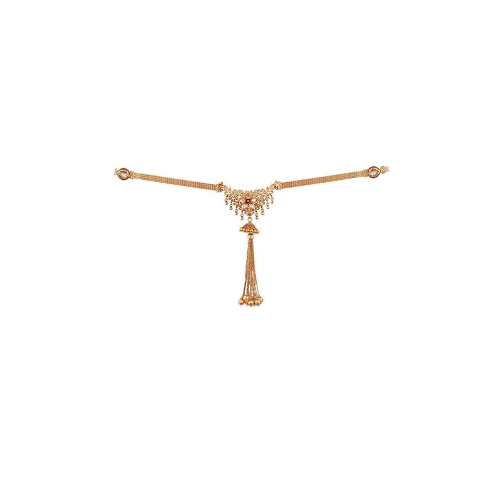 ACCESSHER White Copper Antique Traditional Kundan Flower Motif Jhumki Kamarband Waist Belt for Women