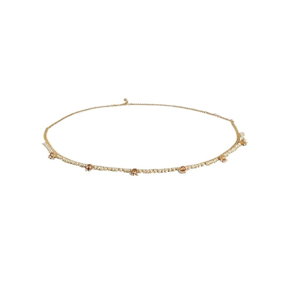 Accessher Women White & Gold Plated Pearls Kamarband - Brass