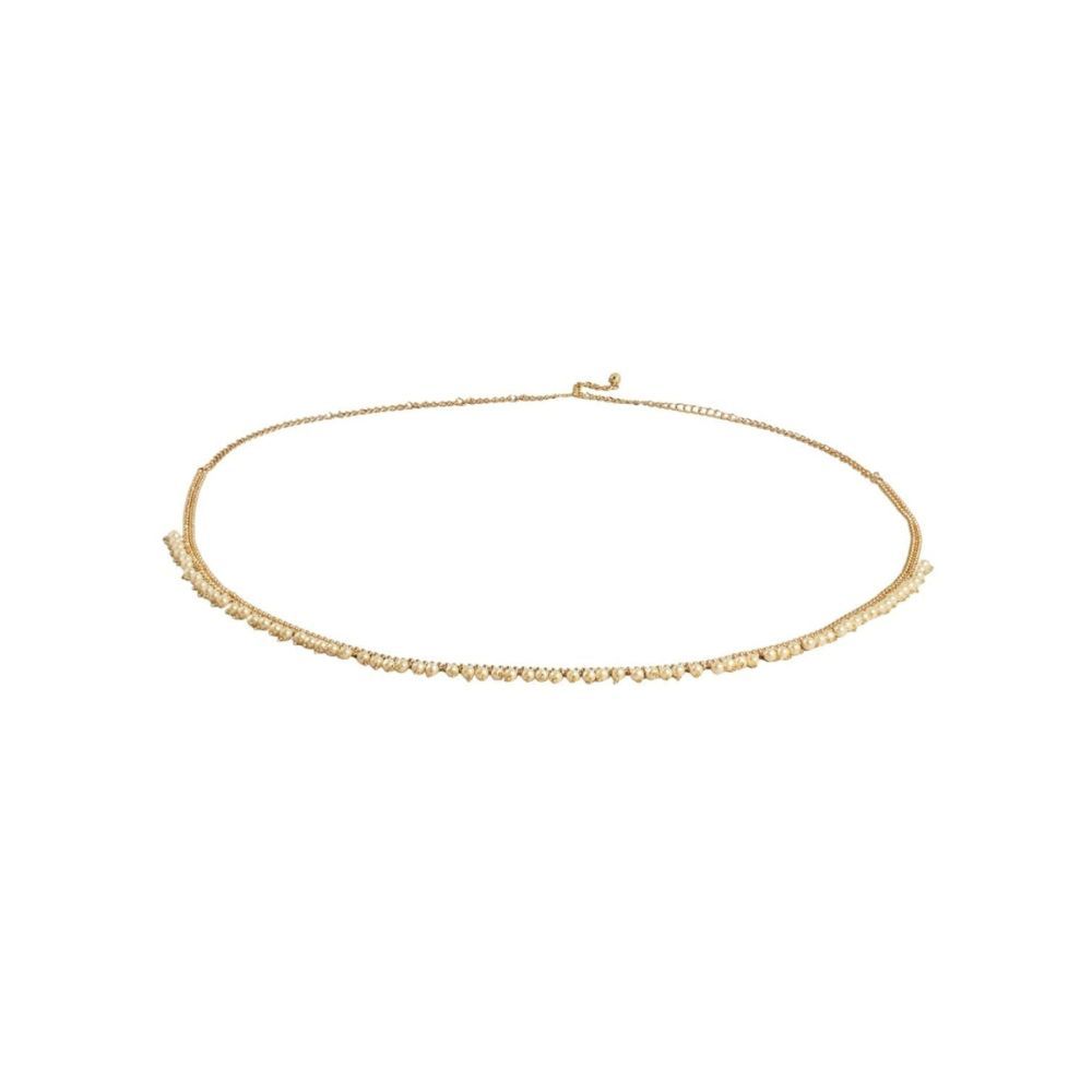 Accessher Women White & Gold Plated Pearls Kamarband For Women