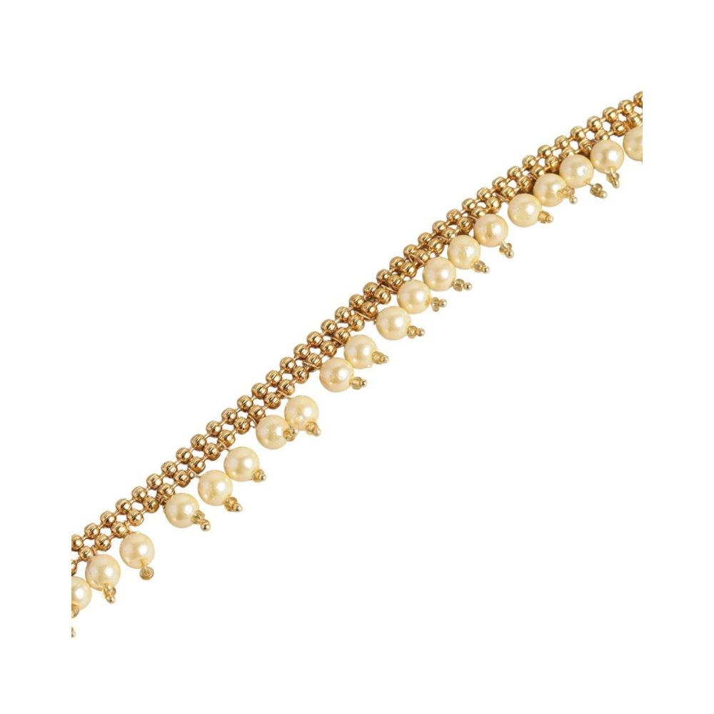 Accessher Women White & Gold Plated Pearls Kamarband For Women