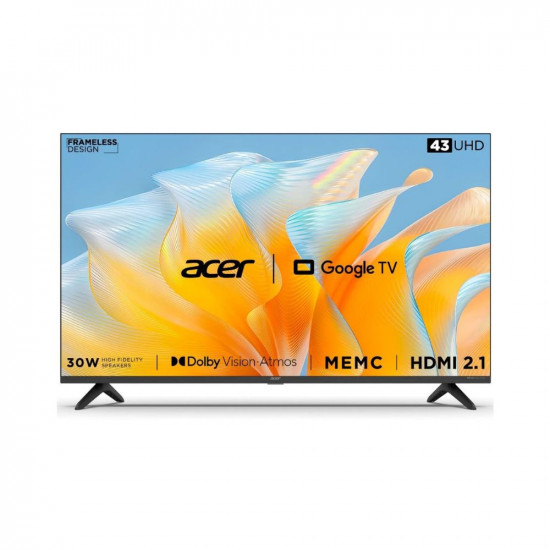 Acer 109 cm (43 inches) Advanced I Series 4K Ultra HD Smart LED Google TV AR43GR2851UDFL (Black