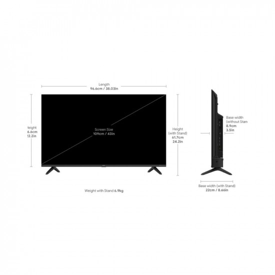 Acer 109 cm (43 inches) Advanced I Series 4K Ultra HD Smart LED Google TV AR43GR2851UDFL (Black