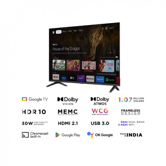 Acer 109 cm (43 inches) Advanced I Series 4K Ultra HD Smart LED Google TV AR43GR2851UDFL (Black
