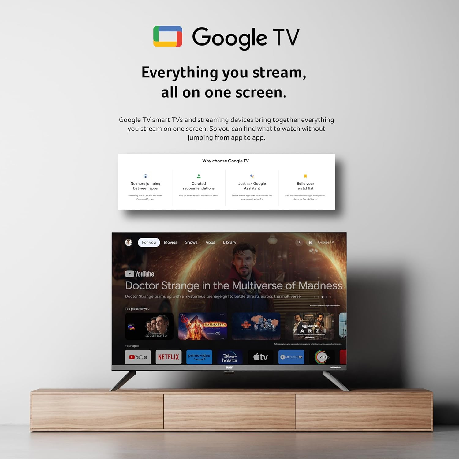 Acer 80 cm 32 inches J Series HD Ready Smart Google TV Black