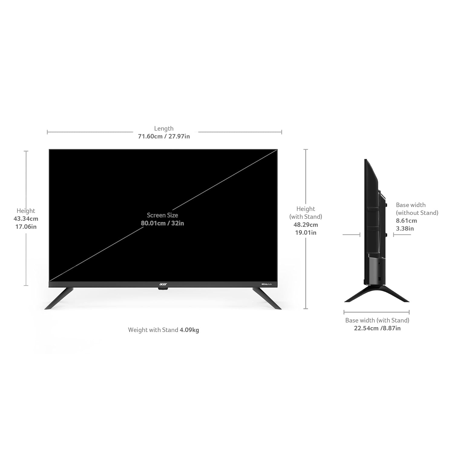 Acer 80 cm 32 inches J Series HD Ready Smart Google TV Black