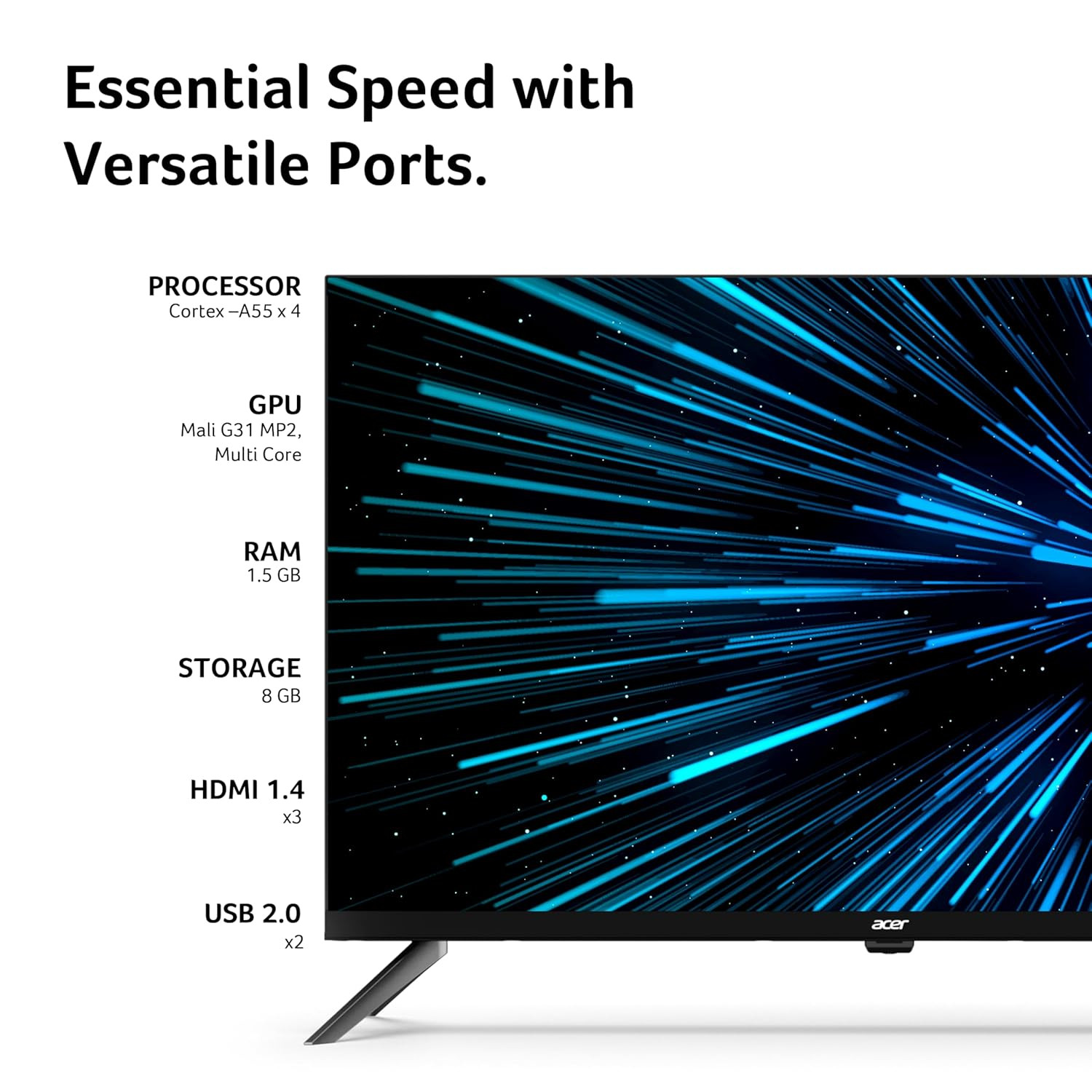 Acer 80 cm 32 inches J Series HD Ready Smart Google TV Black