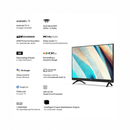 Acer 80 cm 32 inches S Series HD Ready Android Smart LED TV AR32AR2841HDSB Black