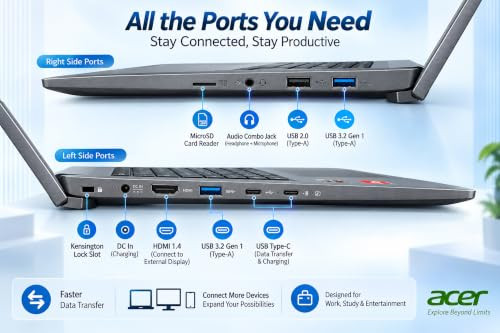 Acer Aspire 2026 AMD Ryzen 3 Quad Core 5400U - 8 GB256 GB SSDAMD Radeon GraphicsWindows 11 Home Thin and Light Laptop156 FHD DisplaySteel GreyCopilot Key15 KgMSO 20242 Years Warranty - Image 2