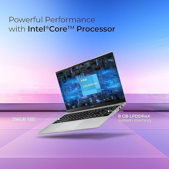 Acer Aspire 2026 Intel Celeron Dual Core N4500 - 8 GB256 GB SSDIntel UHD GraphicsWindows 11 Home Thin and Light Laptop156 HD DisplaySilverCopilot Key15 KgMSO 20243 Years Warranty - Image 4