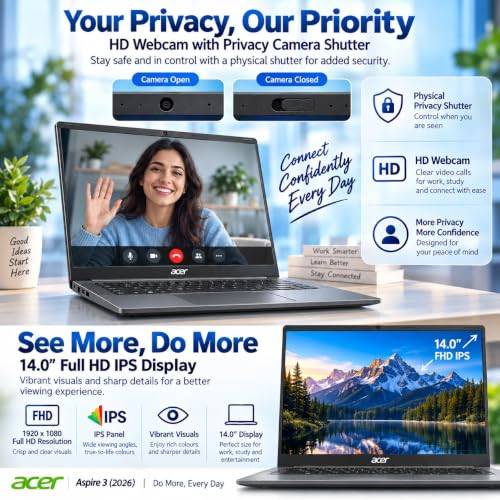 Acer Aspire 3 2026 Intel Core i3 13th Gen 1305U - 16 GB512 GB SSDIntel UHD GraphicsWindows 11 Home Thin and Light Laptop140 FHD DisplaySteel GreyCopilot Key137 KgMS Office 2024 - Image 3