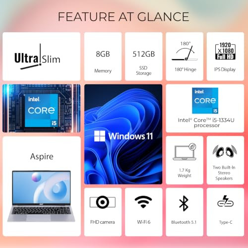 Acer Aspire 3 Intel Core i5-1334U ProcessorOffice 2024  M365 Basic 8GB DDR4 RAM512GB SSD with 3962 cm 156 FHD LED-Backlit IPS DisplayWin 11HomeA325-53 Pure Silver 17KG - Image 2