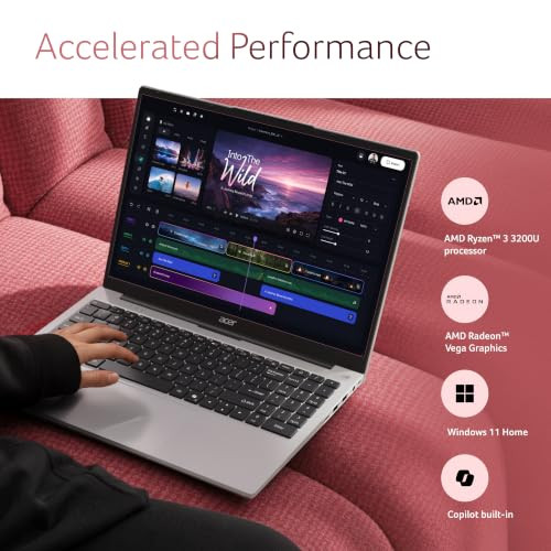 Acer Aspire 3AMD Ryzen 3 3200U 8GB DDR4 RAM256 SSD 3962 cm 156 FHD IPS Display Win 11Home Silver 17 Kg A325-39 BL Keyboard Thin  Light Laptop - Image 4