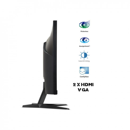 Acer QG241Y 23.8 Inch (60.45 Cm) Full HD VA Panel Gaming LCD Monitor with LED Back Light I 75Hz Refresh Rate I 1 MS VRB Response Time I 2 X HDMI 1 X VGA I AMD Free Sync Technology I Black