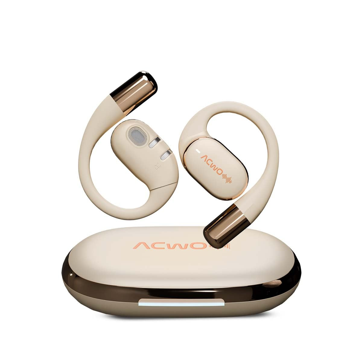 ACwO Dwots Sense OWS Wireless Over Ear EarphonesSituational Awareness15Mm Titanium Drivers65 Hours PlaybackBT V54Secure Fit4 Mics with ENC40Ms Low LatencyEqualiser Modes Silver Cream