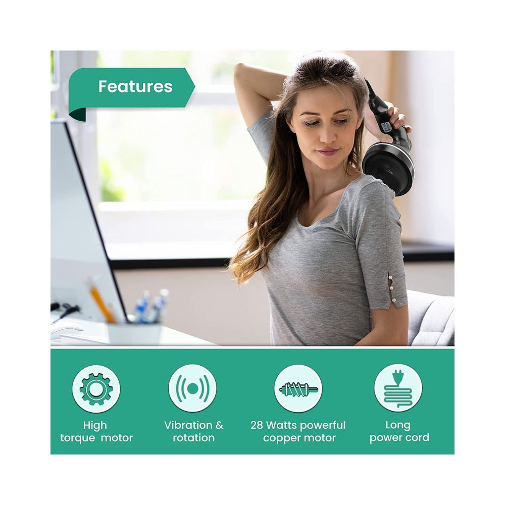 AGARO Atom Electric Handheld Full Body Massager with 3 Massage Heads