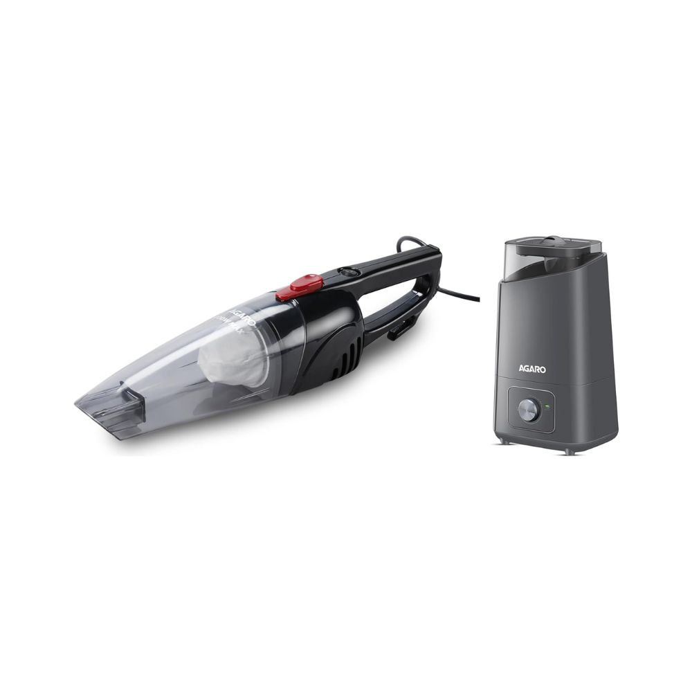 AGARO Glory Cool Mist Ultrasonic Humidifier, 4.5Litres, Grey & AGARO Regal 800 Watts Handheld Vacuum Cleaner, Small/Mini Size (Black)