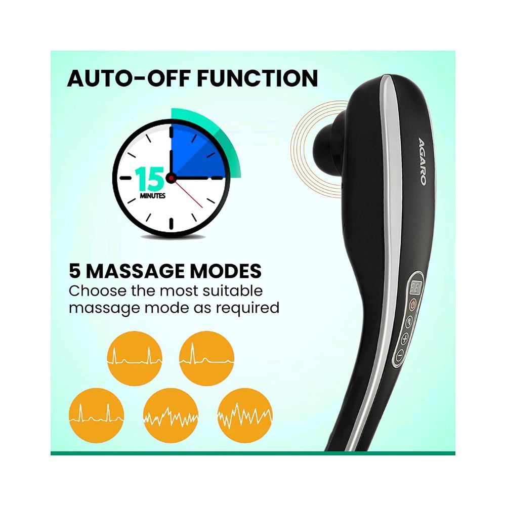 AGARO MARVEL Electric Handheld Full Body Hammer Massager with 5 Massage Heads