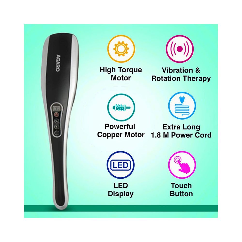 AGARO MARVEL Electric Handheld Full Body Hammer Massager with 5 Massage Heads