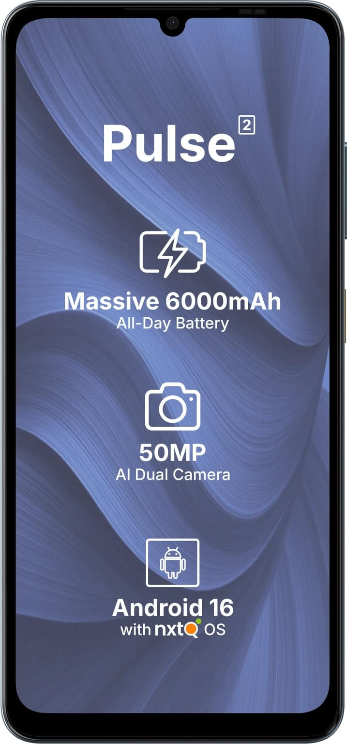 AI Pulse 2 6745 inch HD Display 4GB RAM 64GB Storage Android 16 Unisoc T7250 Octa Core 50MP Camera 6000mAh Battery Blue