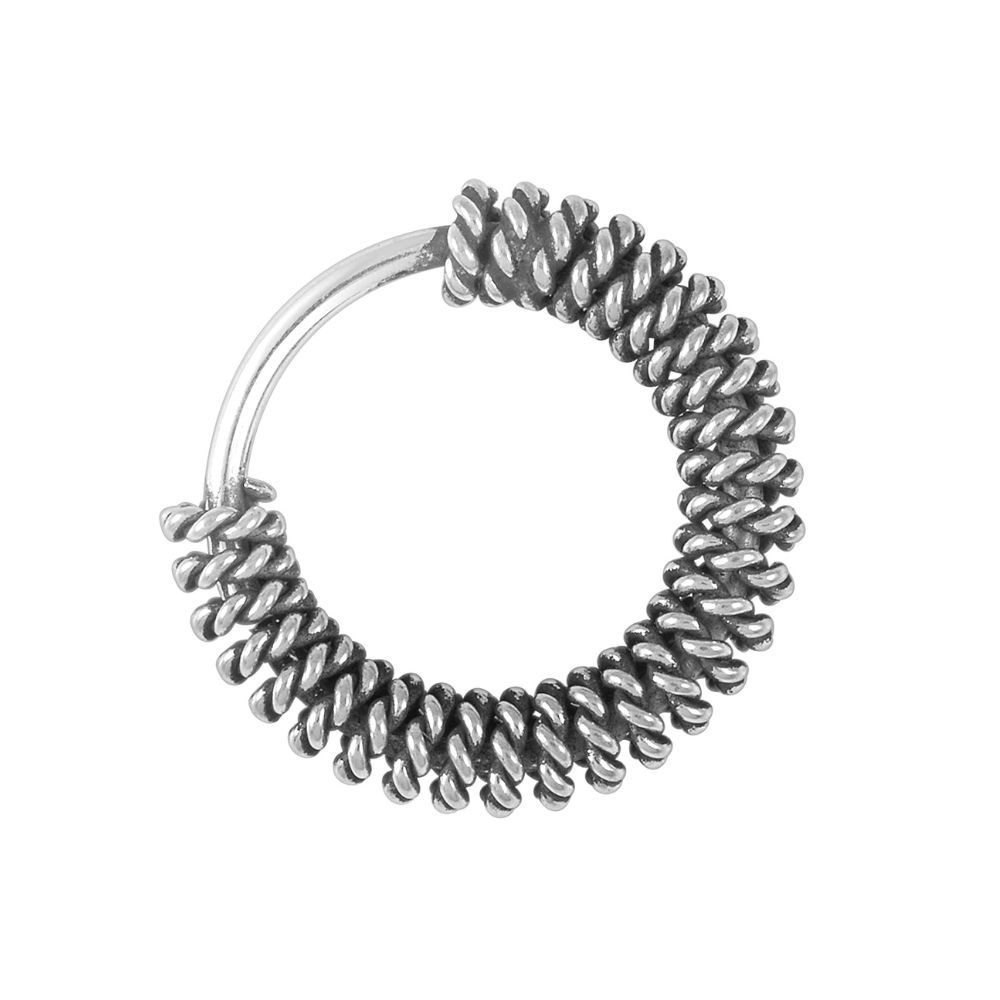 AKSA Cylinder Wire Silver Nose Ring For Girls And Women 925 Pure Silver