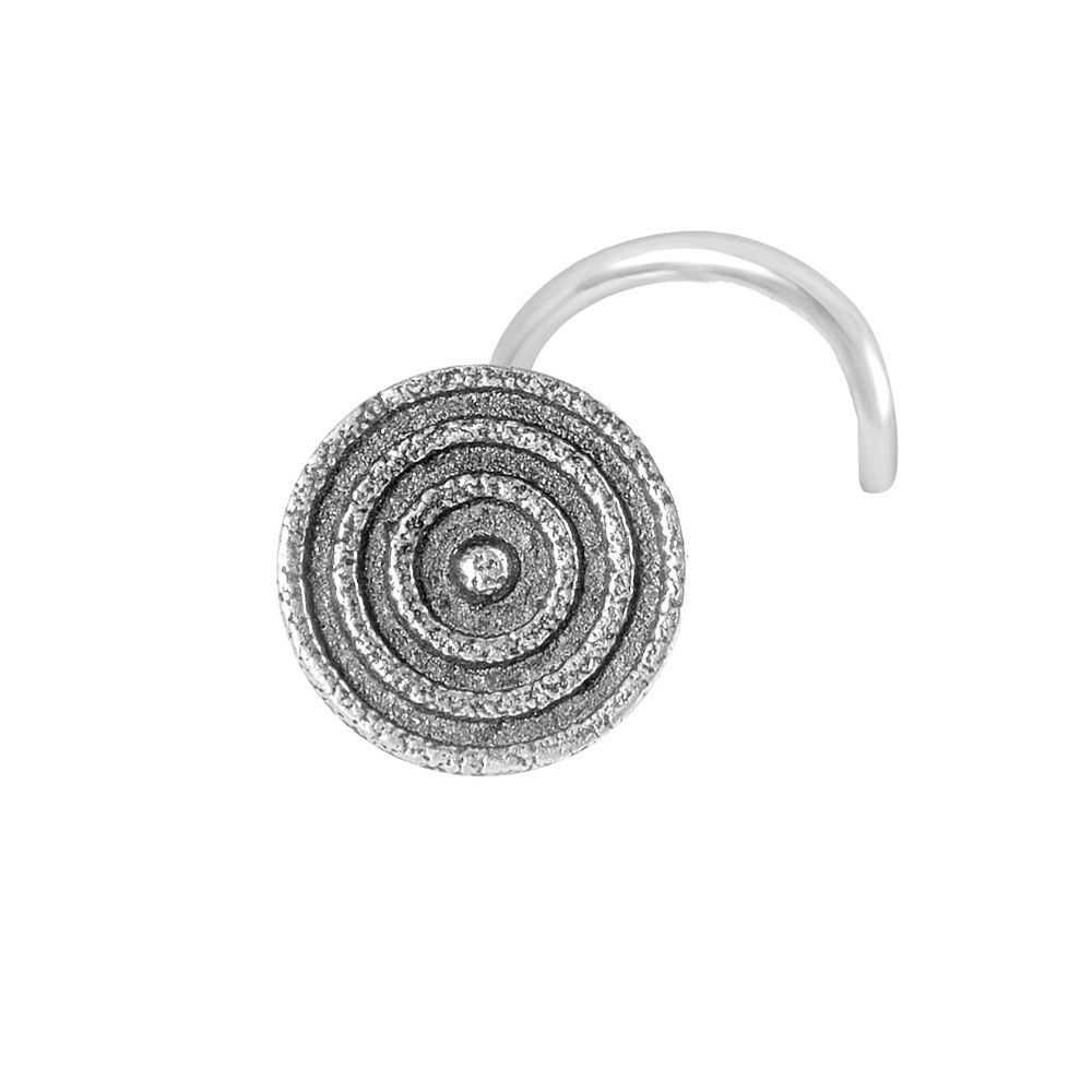 AKSA Dart Round Silver Wired Nose Pin For Girls And Women 925 Pure Silver | Certificate of Authenticity for Silver