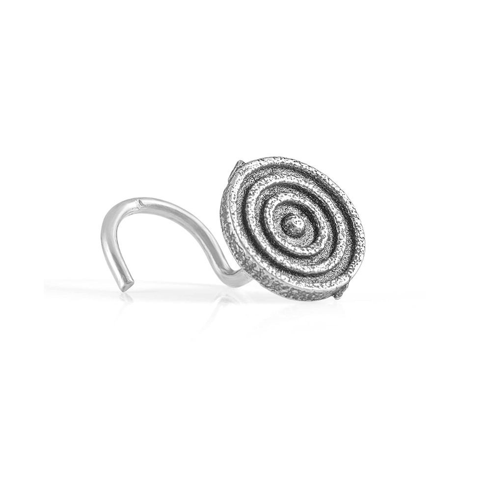 AKSA Dart Round Silver Wired Nose Pin For Girls And Women 925 Pure Silver | Certificate of Authenticity for Silver