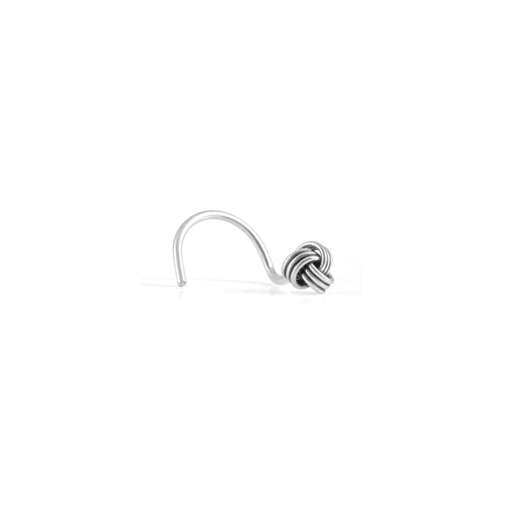 AKSA Weaved Silver Wired Nose Pin For Girls And Women 925 Pure Silver