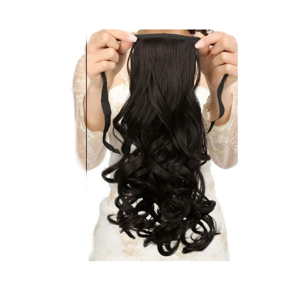 Alizz ribbon ponytail Hair Extension For Women, dark Brown, Pack of 1 good volume of hair