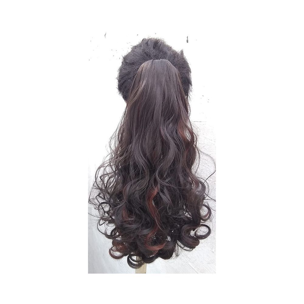 Alizz Ribbon tie up wrap around red high lighted dark brown Curly ribbon Hair