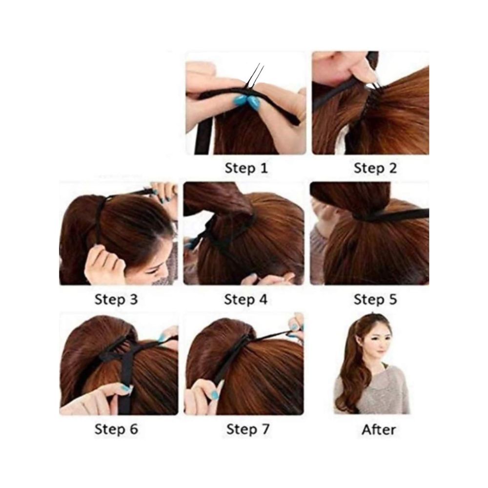 Alizz Ribbon tie up wrap around red high lighted dark brown Curly ribbon Hair