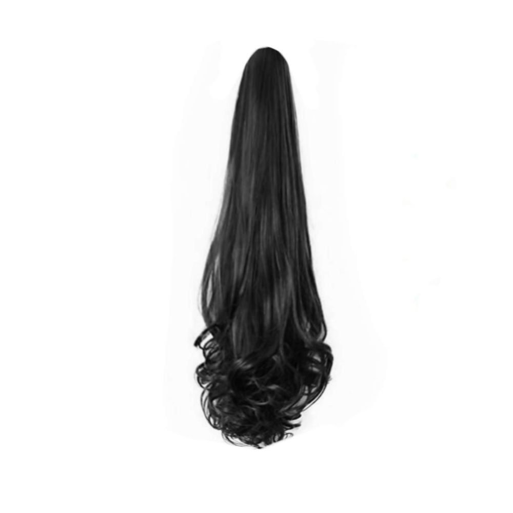 Alizz wavy ribbon wrap around tie up ponytail lighter weight than Plastic Clutcher jaw clip Curly Ponytail Black Hair