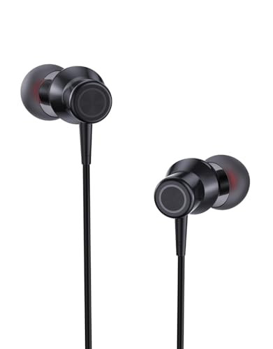 amazon basics EP2 in Ear Type C Wired Earphones with Mic Tangle Free 118 Metre Cable Metallic Design 10mm Drivers in Line Mic  Volume Controller Black